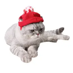 Зима Pet Cat Шапки Рождество Шляпы Санта Клаус костюм теплый собака шляпа с шерстяной мяч Уход за лошадьми аксессуары