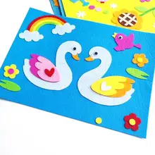 Мультфильм DIY стикерные игрушки нетканый фетр коллаж милые украшения стикеры s развивающие подарки Лебедь лягушка утка 1 компл. детские игрушки