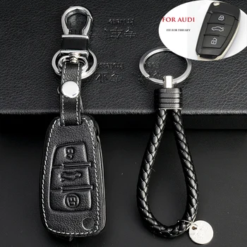 

GPFORTYSIX Genuine Leather Flip car key cover case for Audi A1 A3 A4 A5 A6 A7 A8 Q5 Q7 R8 TT car styling llaves de coche