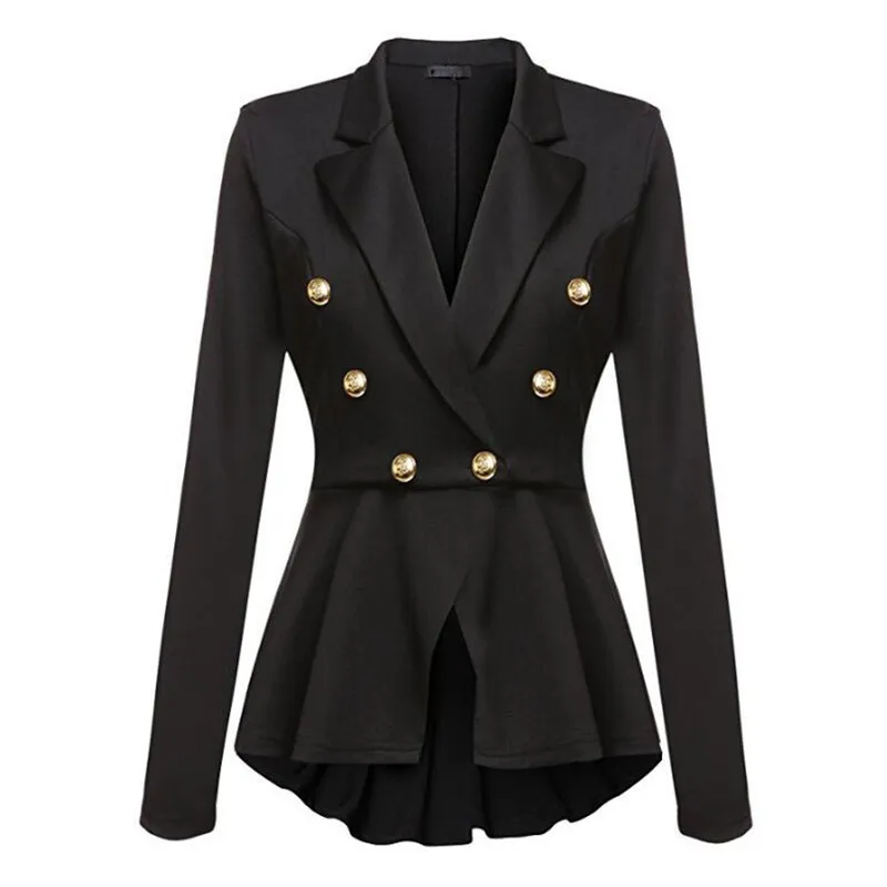 2.1       53.99Women's jacket spring and autumn new women's solid color slim double-breasted jacket women's fashion business casual jacket