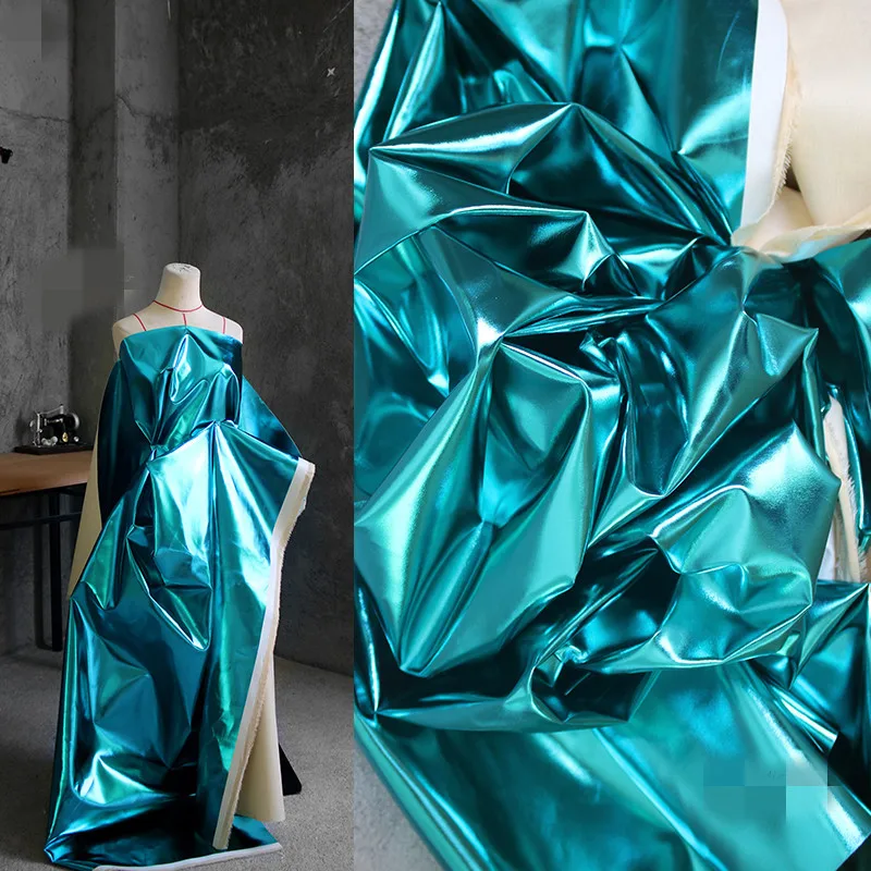 

45cm*135cm/piece [jade blue] vintage color gloss pu leather fabric designer fabric high-end bag decoration handmade diy fabric
