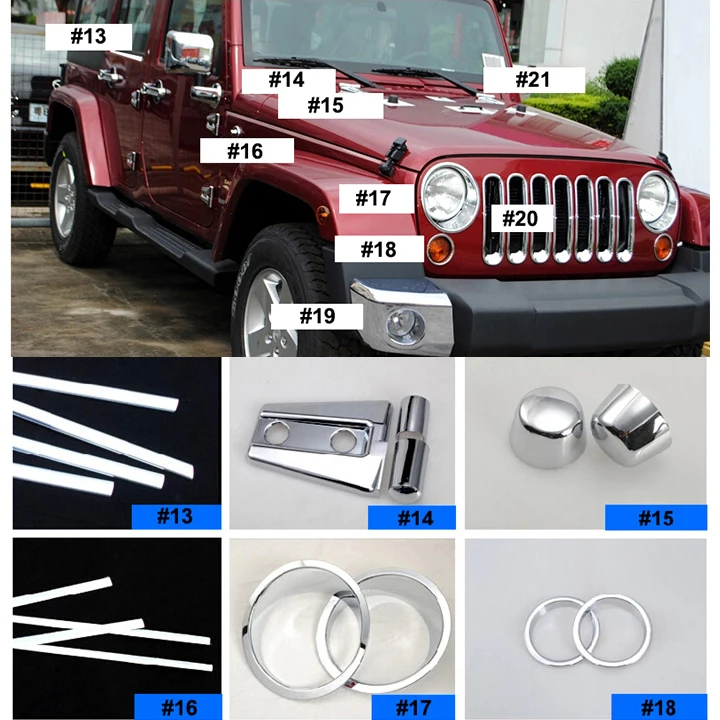 ABS Chrome Cover Stickers For Jeep Wrangler 2/4 Do...