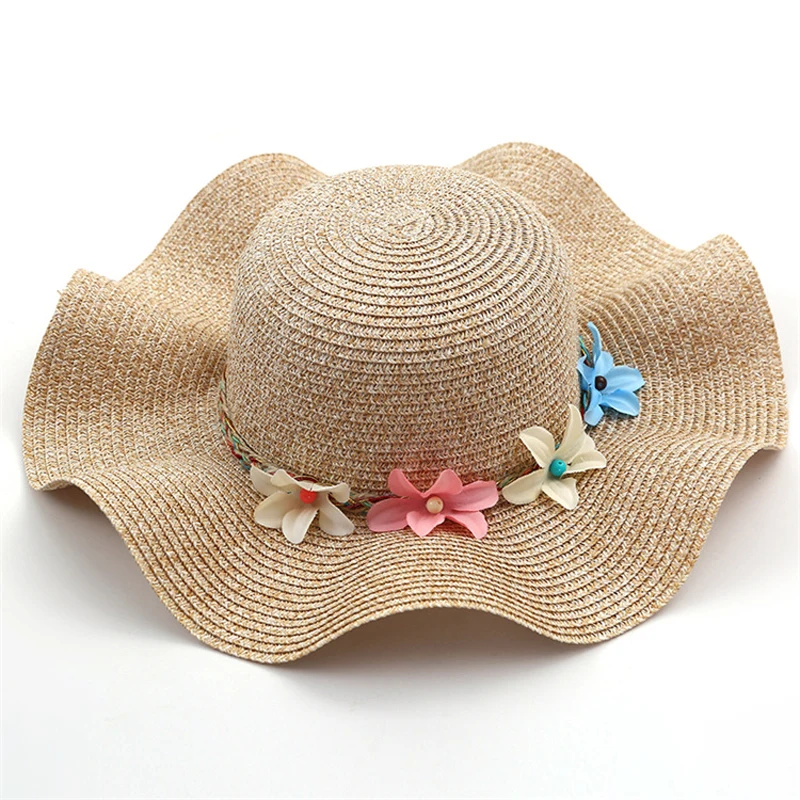 Chapéus de Palha do Verão Decoração com Flores do Bebê Chapéu de Sol para Meninas e Mulheres de Praia Moda Meninas Encantador Crianças Pai-filho Tampas 10 Toys & Sports