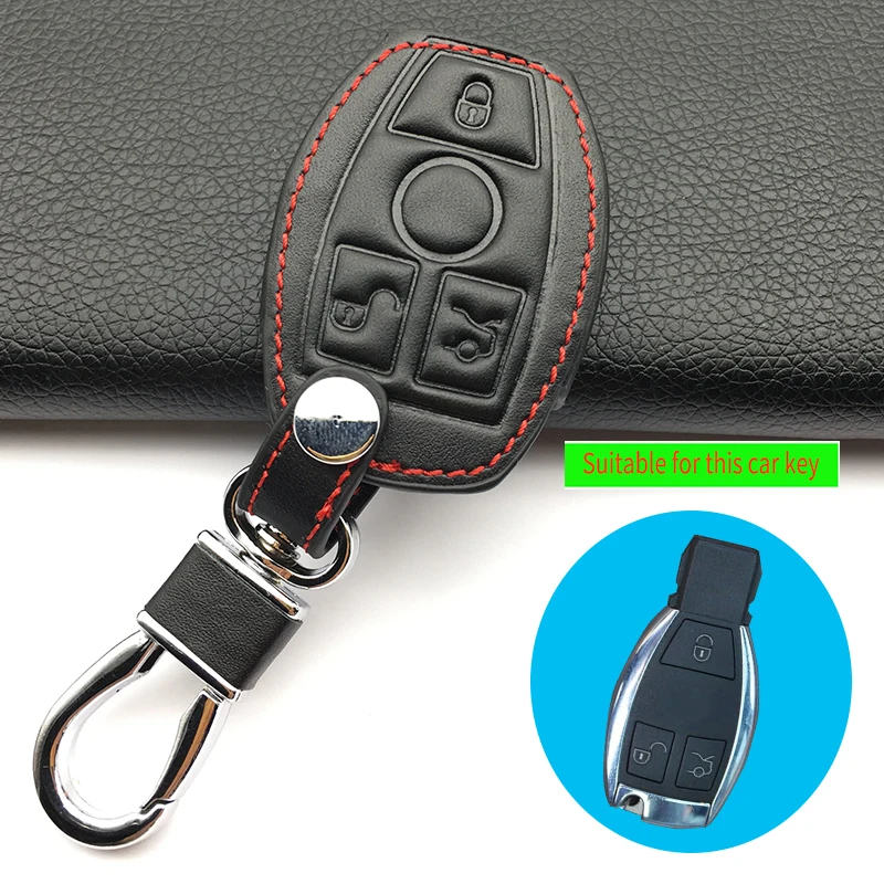 Кожаный автомобильный чехол с 3 кнопками для Mercedes C E S CL Class C180 C260 брелоком|key fob