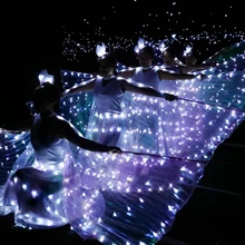 Светодиодный балетный костюм с люминесцентными крыльями и люминесцентной бабочкой, плащ для танцев, плащ для танца живота, детское платье с крыльями