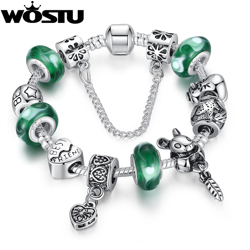 New Arrival Silver Friendship Charm Bracelet For Women Diy Green New Arrival Silver Friendship Charm Bracelet For Women Diy Green Beads Fit Wst Original Bracelets Pulseira Gift Sdp1433 In From Jewelry