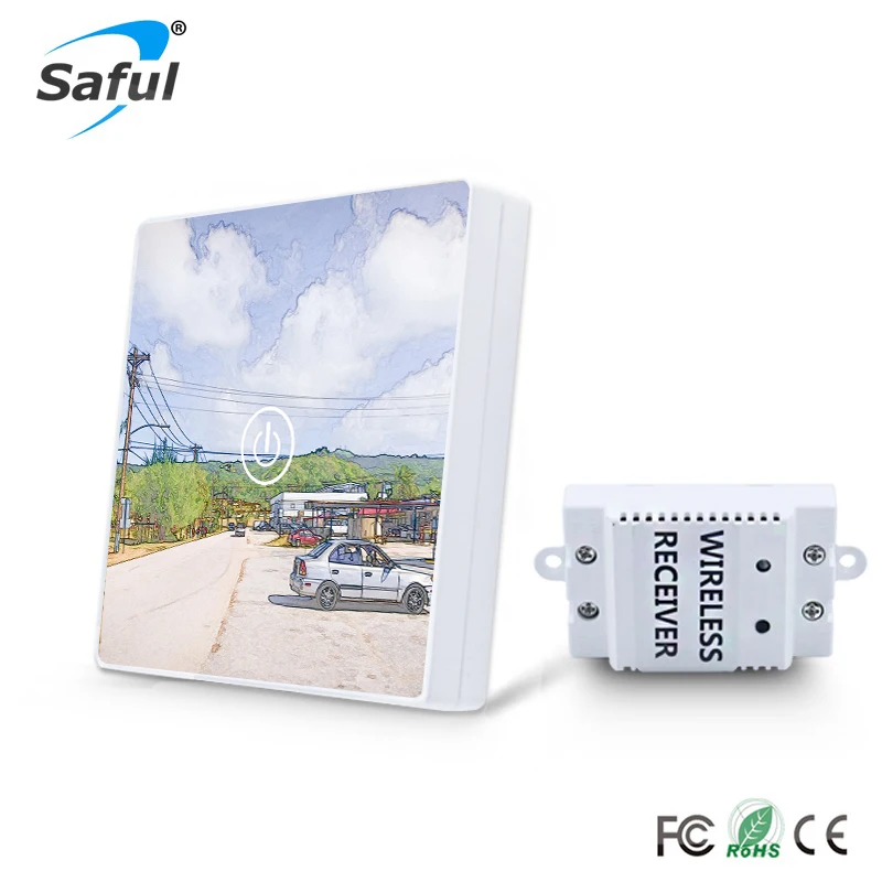 

Saful 1 Gang 1 Way Crystal Glass Switch DIY Painting Touch Screen Wall Switch Remote Wireless Touch Switch