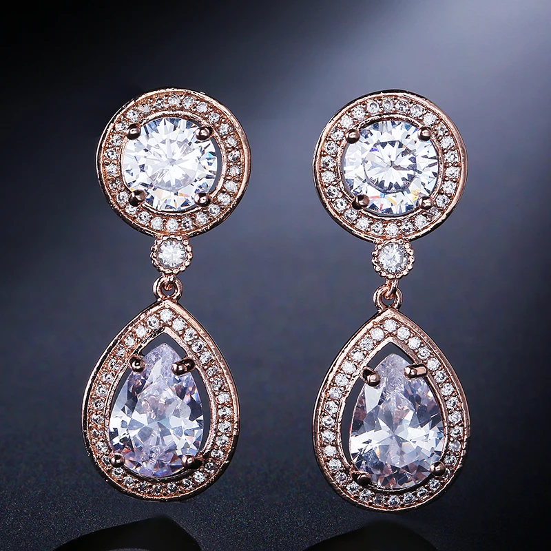 

UILZ High Quality Shiny AAA+ Cubic Zirconia Long Drop Earrings For Women Four Colors Fashion Wedding Bridesmaid Party UE2036