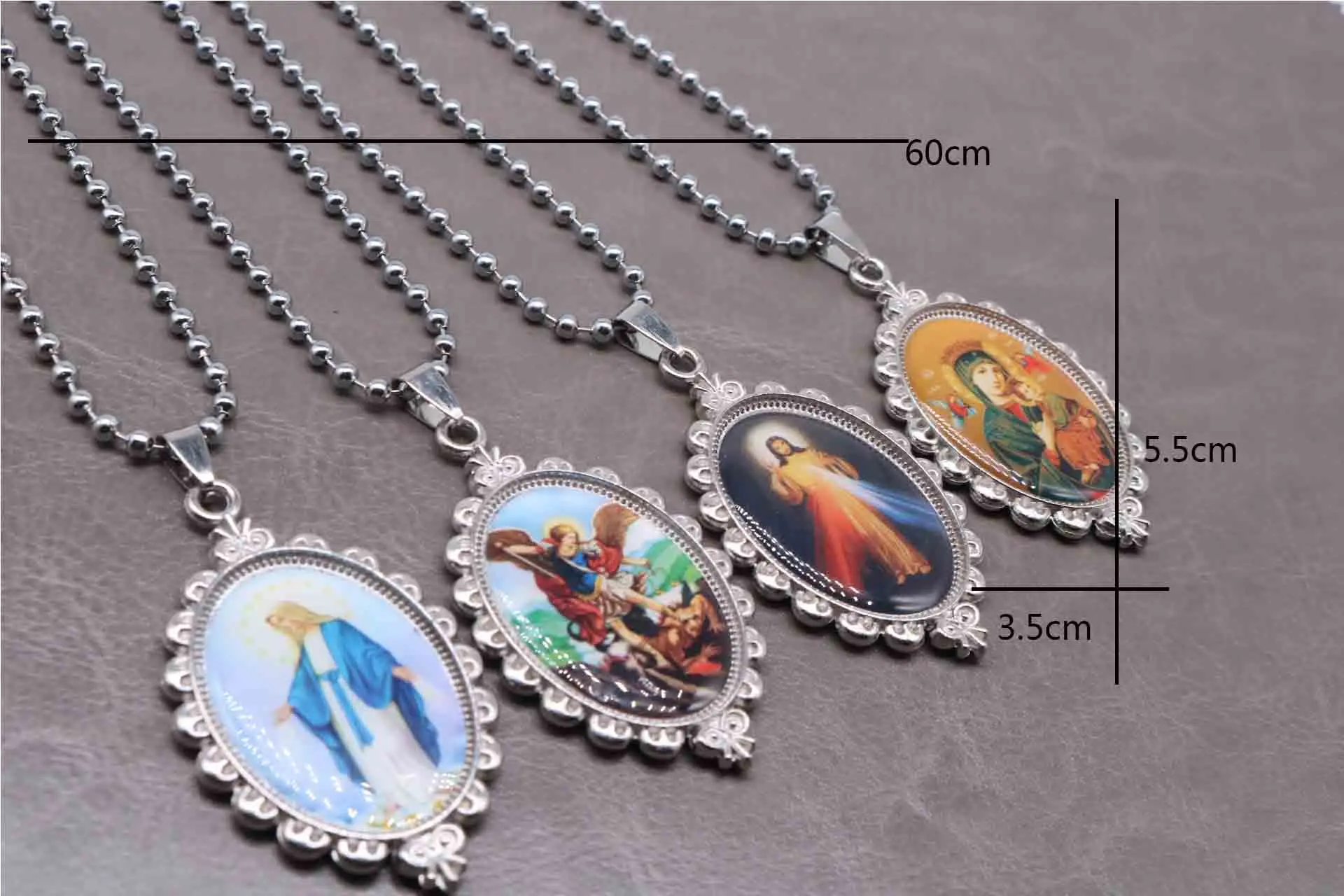 

Christ Jesus double-sided icon rosary beads chain. Rose necklace, fashion classic casual rosary necklace.