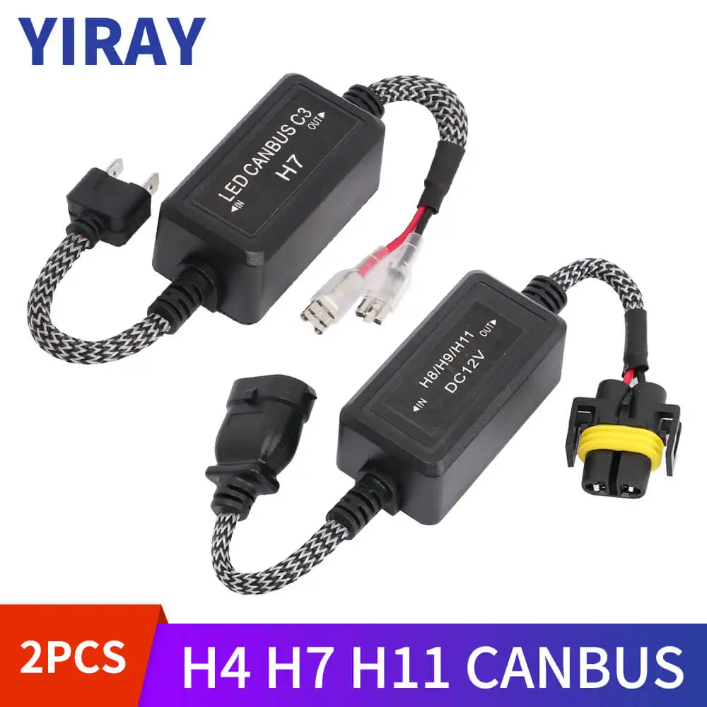 

YIRAY 2PCS H1 H4 H7 LED Headlight Canbus Wiring Kit 9005 9006 H8 H9 H11 Computer Warning Error EMC Resistor Canceler Decoder