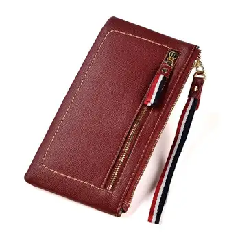 

Female Wallet Women Long purse Genuine Leather Cell Phone Bag Ladies Card Holder Zipper Clutches with Wrist TW2649