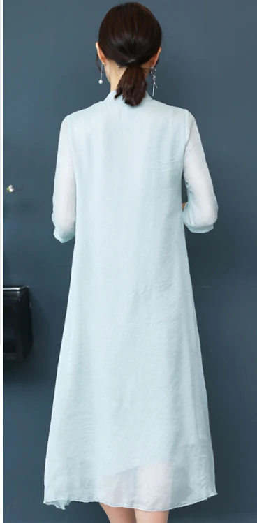 Qipao, шифоновое летнее платье, женское, ручная роспись, магнолия, классическое, китайское, длинное, чайное платье, Вьетнам, Aodai vestidos