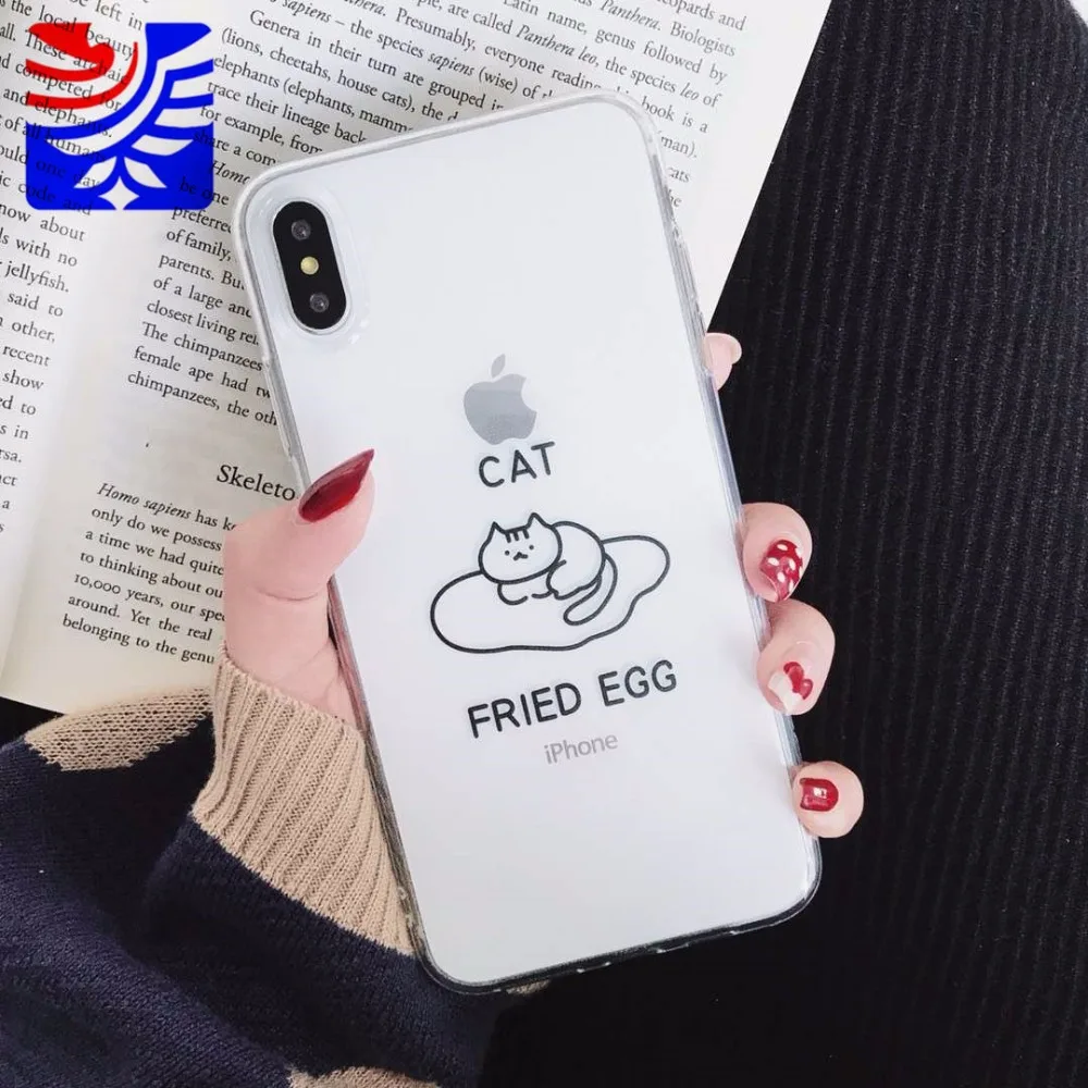 PEIPENG Simple transparent Cartoon cat phone case For iPhone 6 6s Plus X XS MAX XR 8 7 Plus lovely Protective Back Plastic Soft Cover Shockproof02