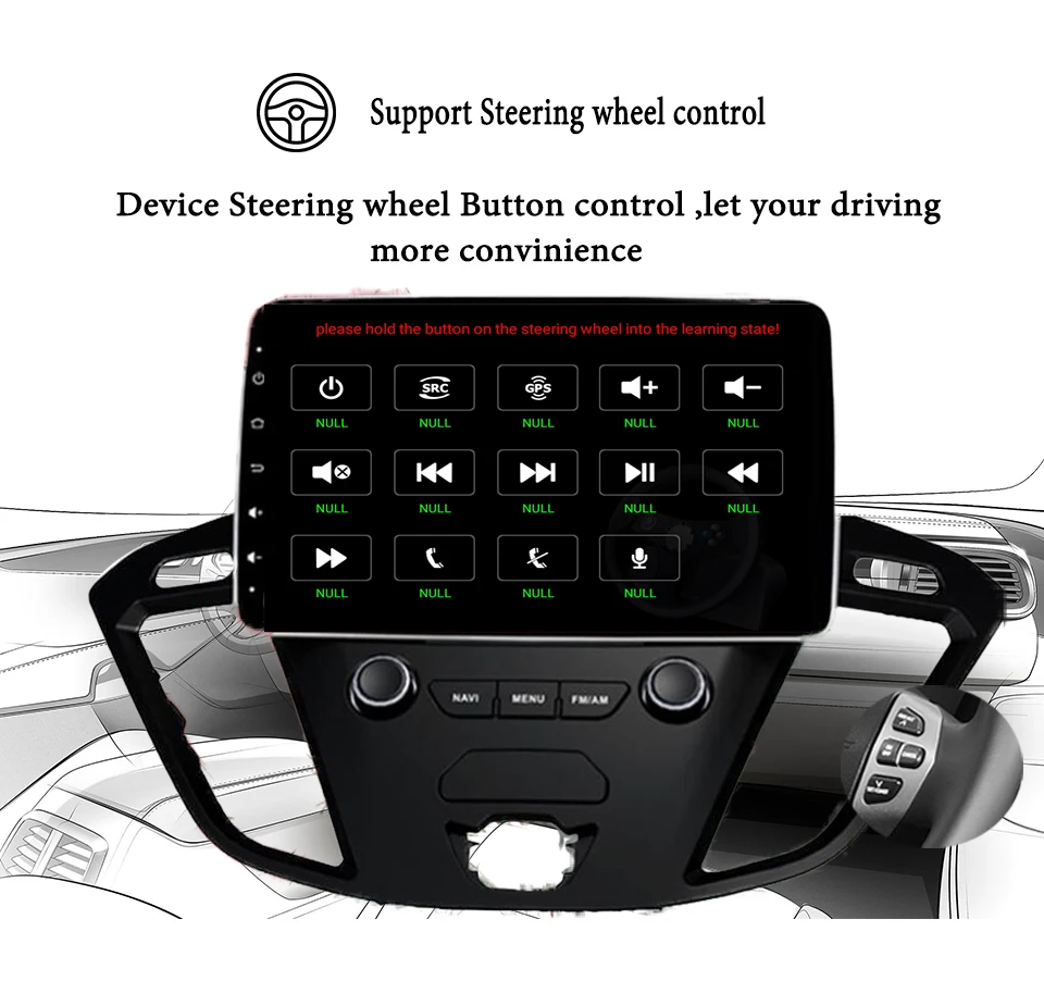 Excellent 2 Din 9 Inch Car DVD Player For Ford Tourneo/Transit 150/250/350/350 2013-2018 With 3/4G Radio GPS Navigation 1024*600 Head unit 4