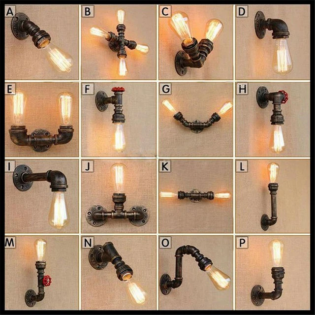 

Steam punk Loft Industrial iron rust Water pipe retro wall lamp Vintage E27 sconce lights steampunk house lighting fixtures luz