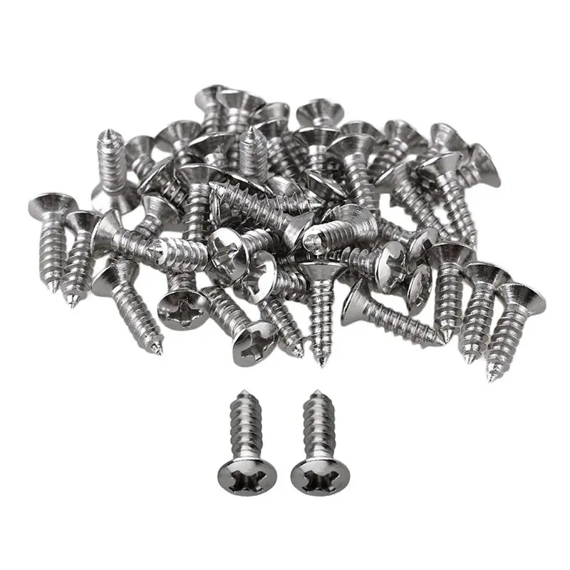 

50x Guitar Bass Screws Parts for Scratchplates Pickguard, Silver