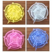 6 шт. обертывания для пищевых продуктов, многоразовые силиконовые обертывания для сохранения свежести продуктов, герметичные крышки, вакуумные растягивающиеся крышки для вакуумных уплотнений