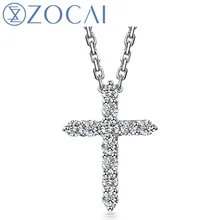 ZOCAI Новое прибытие вера в любовь крест Форма Настоящее 0,25 CT Алмазный кулон 18 K Белое Золото с 18 K колье из белого золота D04589