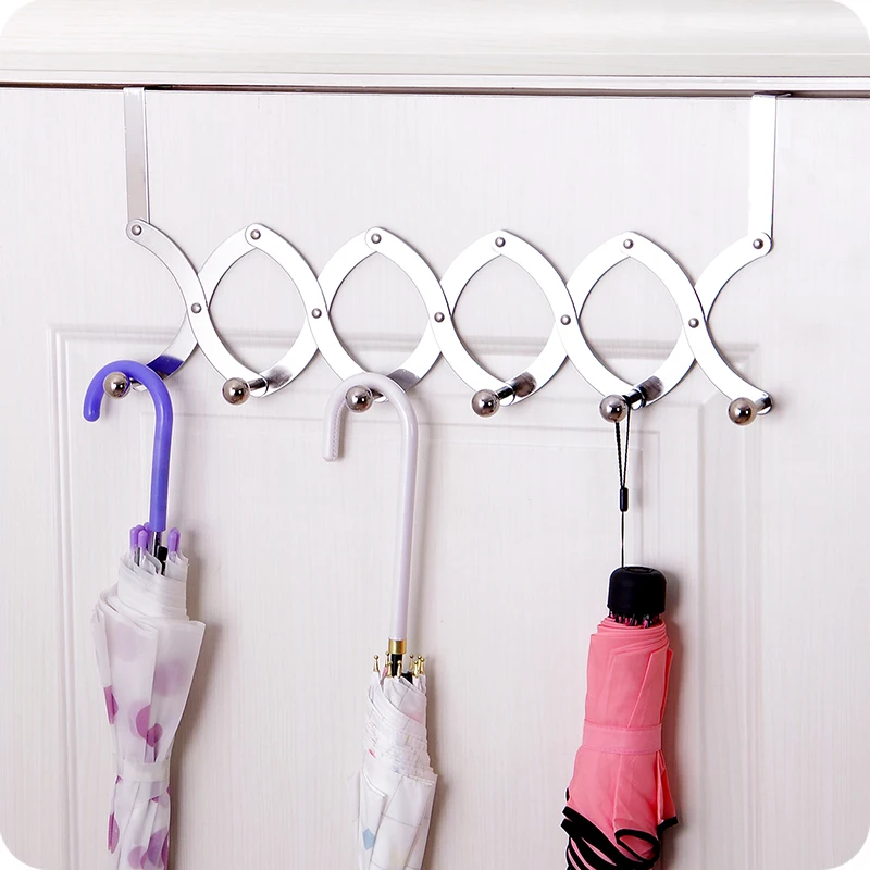 New stainless Steel Retractable over door hooks for clothes hangers