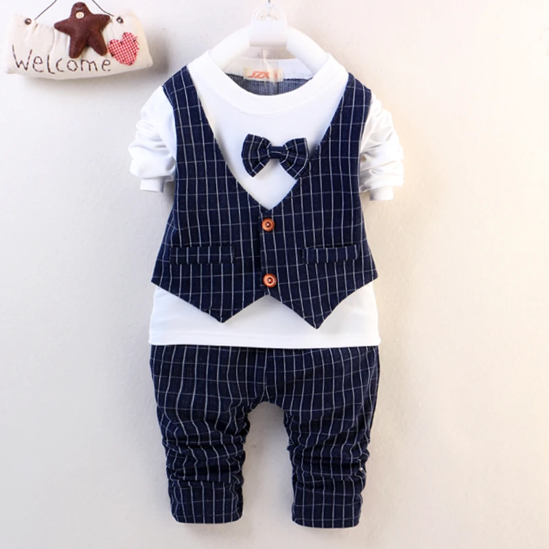 IENENS 2PC Kids Baby Infant Boys T shirt + Trousers Formal Clothing