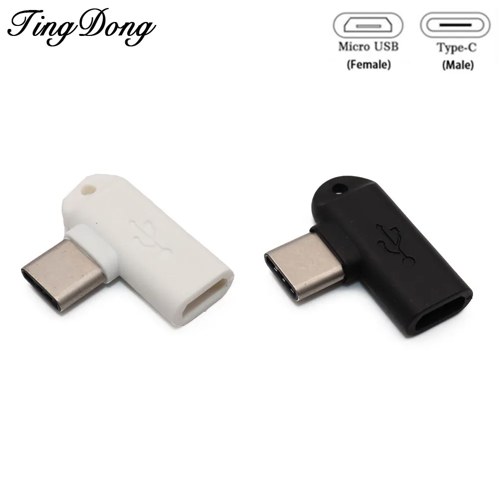90 градусов Тип C папа микро USB Женский Синхронизация данных зарядный конвертер