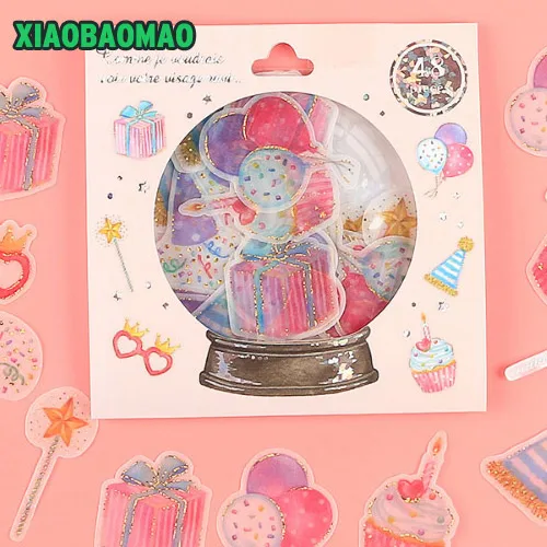 

48 sheets Gilding Translucent Flowers Animal Decorative Washi Stickers Scrapbooking Stick Label Diary Stationery Album Stickers