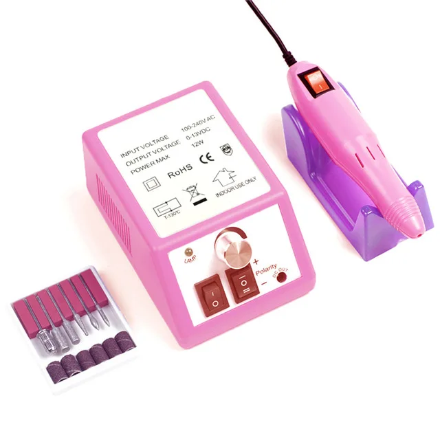 Профессиональная электрическая дрель для ногтей, Машинка для маникюра с сверлами 20000 ОБ/мин, оборудование для педикюра, маникюра, дизайна ногтей, Электронная пилка для ногтей - Цвет: Pink