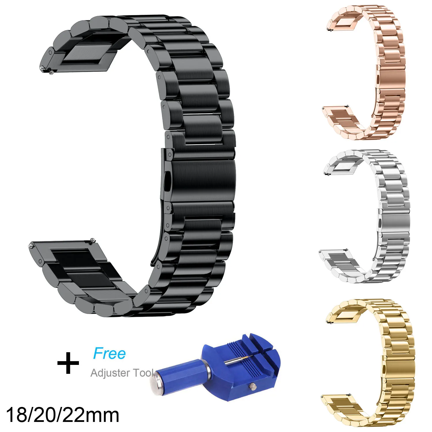 18 мм 20 мм 22 мм металлический ремешок из нержавеющей стали для samsung gear Sport S2 S3 Galaxy Watch 42 мм 46 мм ремешок для Amazfit браслет