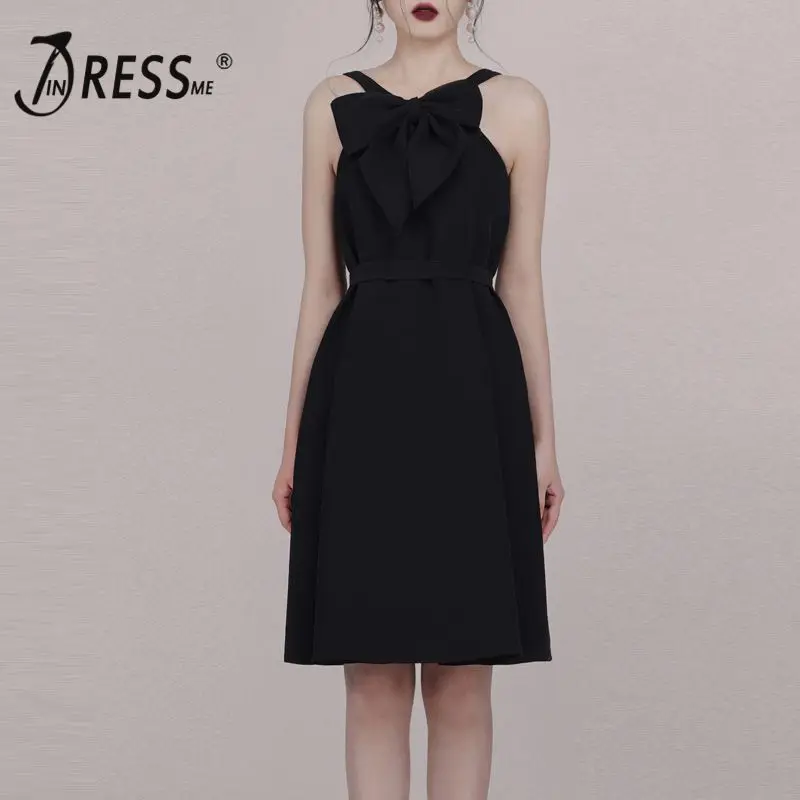 INDRESSME 2019 новинка галстук бабочка детейлинг без рукавов на шнуровке мини платье