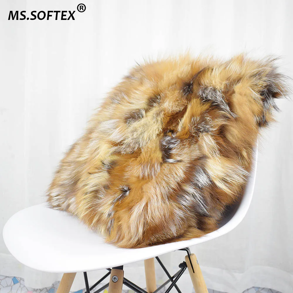 MS. Softex наволочка из натурального меха, подушка из натуральной лисьего меха, подушка из плюшевого меха, наволочка из натурального меха для дома