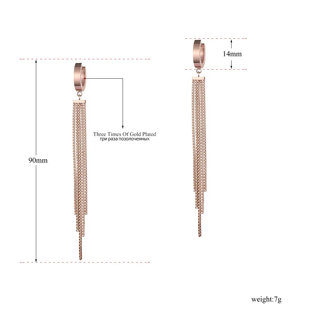 Lokaer Новое поступление розовое золото цвет длинные кисточки Титан Сталь женские серьги вечерние подарок E170690366R