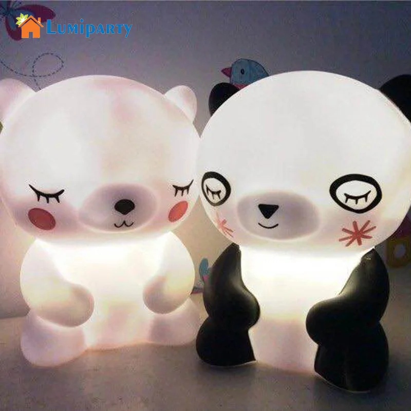 

LumiParty New Pretty Cute Panda Cartoon animal night light,Kids Bed Desk Table Lamp Night Sleeping led night lamp Chrismas Gift
