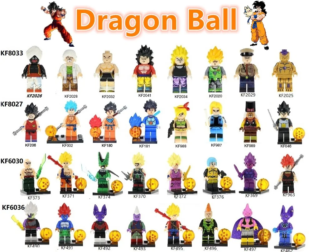 

Single Sale Dragon Ball Z Android 18 Launch Goku Vegeta Perfect Cell Majin Buu Building Blocks Children Toy KF8027 KF8030 KF8033