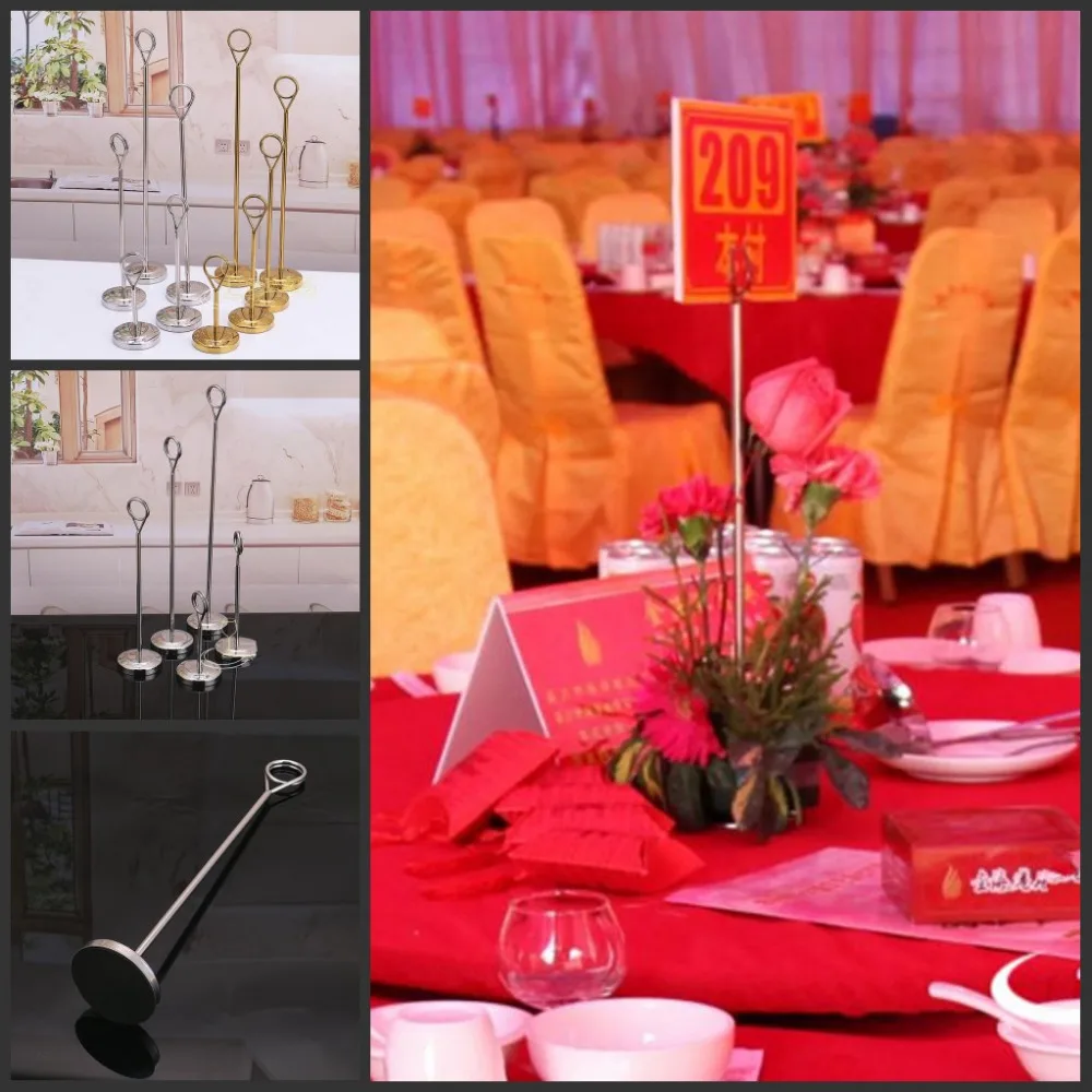 

Upscale Gold Silver Stainless Steel Table Number Place Card Holder Menu Stands for Wedding Restaurant Home Decoration