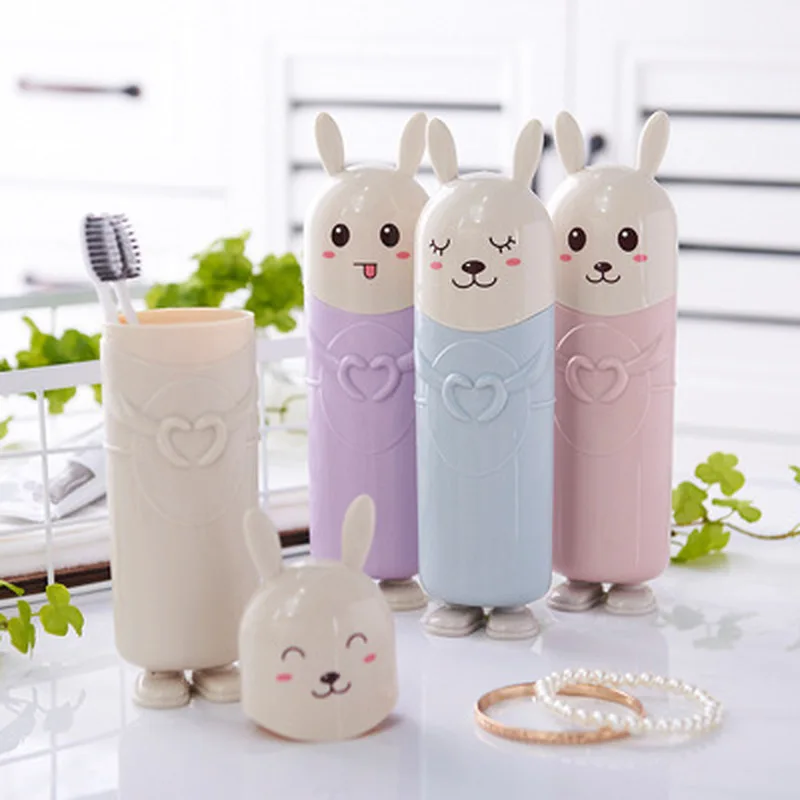 

1pc Portable Tooth Brush Storage Box Cartoon Travel Toothbrush Organizer Tableware Fork Spoons Protect Container