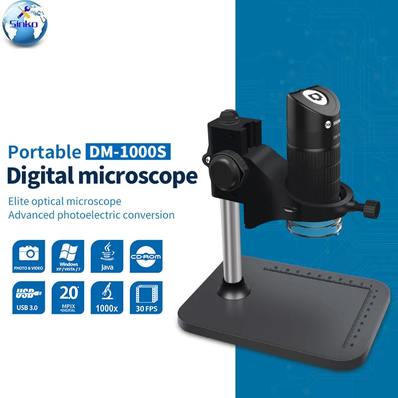 

Sunshine Portable Digital Microscope DM-1000S HD Color CMOS Sensor 5 Digital Zoom 1000X Magnification For Motherboard Repair
