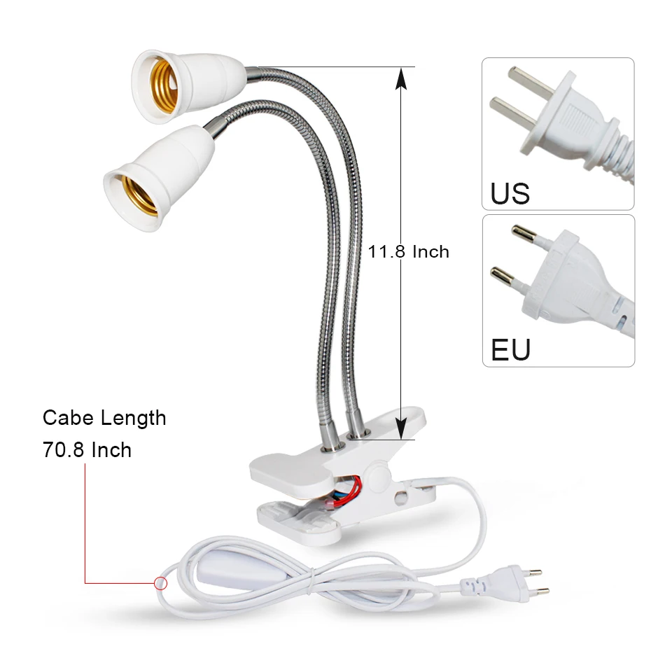 Зажимы для ламп для растений E27 AC85-265V, регулируемый светодиодный держатель-подставка на 360 градусов, светодиодный светильник для выращивания растений, зажим для зеленого дома, овощей