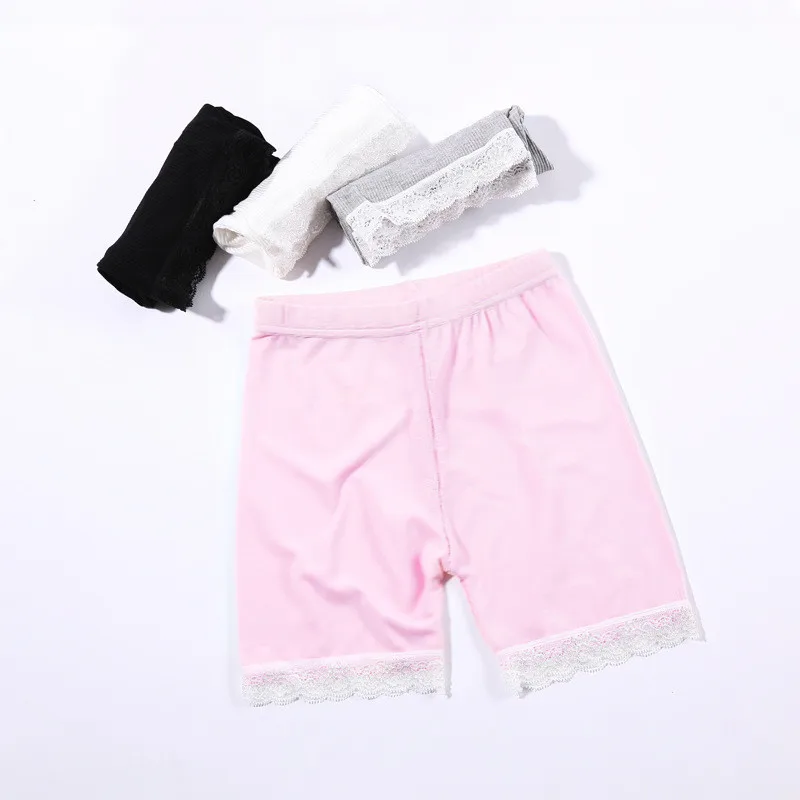 Girl Safety Shorts Pants Solid Underwear Soft Elastic Modal Leggings Girls Lace Briefs Short Pants For Children for 3to12Years