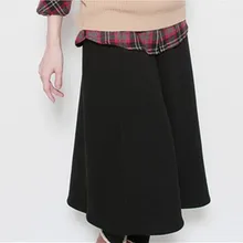 Упругие размера плюс зимние стильные женские модные шерстяные внутри Бархатные Теплые юбки размера плюс однотонные юбки высокого качества 5 стилей