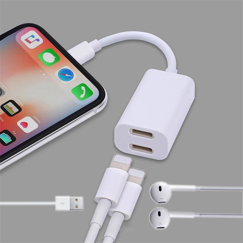 Адаптер AUX для iPhone X адаптер BF03 2 в 1 Lightning на 3 5 мм USB Aux кабель зарядки и передачи