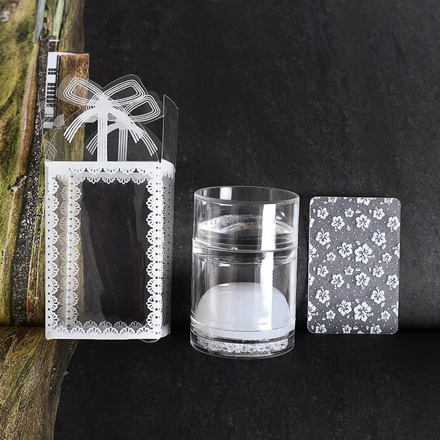 Born Pretty 2pcs Clear Jelly Nail Art Stamper Clear Silicone Marshmallow Nail Stamper Scraper