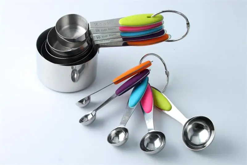 

10pcs/set Measuring Cups and spoons Set Stainless Steel Measuring Spoon Baking Measuring Tools kitchen gadgets