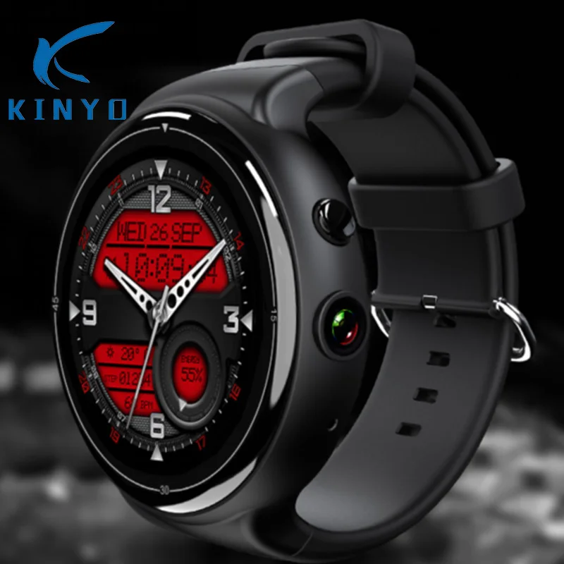 

Kinyo 2018 smart watch wristwatch 2GB RAM+16GB ROM+2.0MP Support 3G Network wifi APP download smartwatch for android ios phones