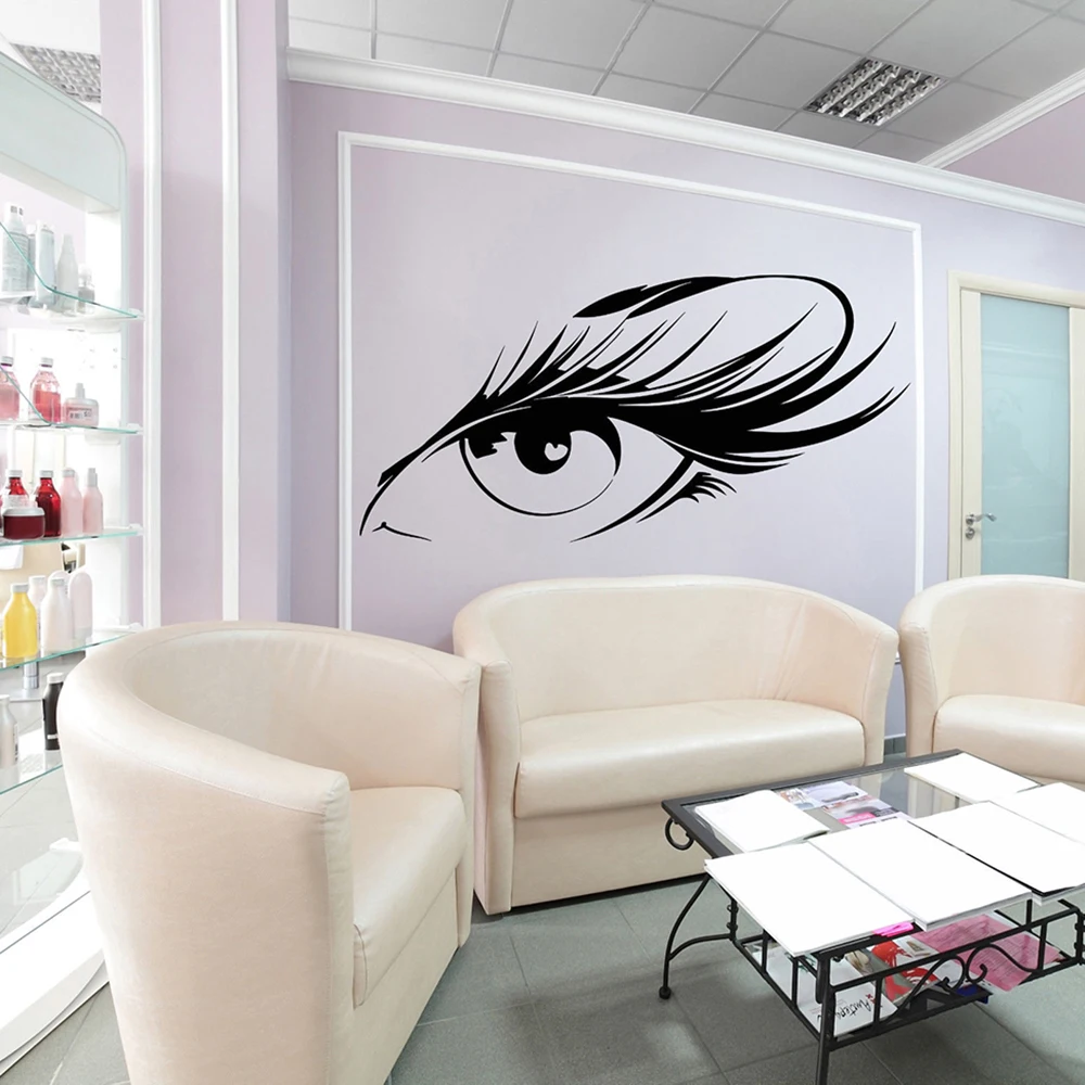 Beautiful Eyelash Eye Wall Sticker Nail Shop Makeup Beauty Salon Eye Wall Decal Window Hair Nail Shop (2)