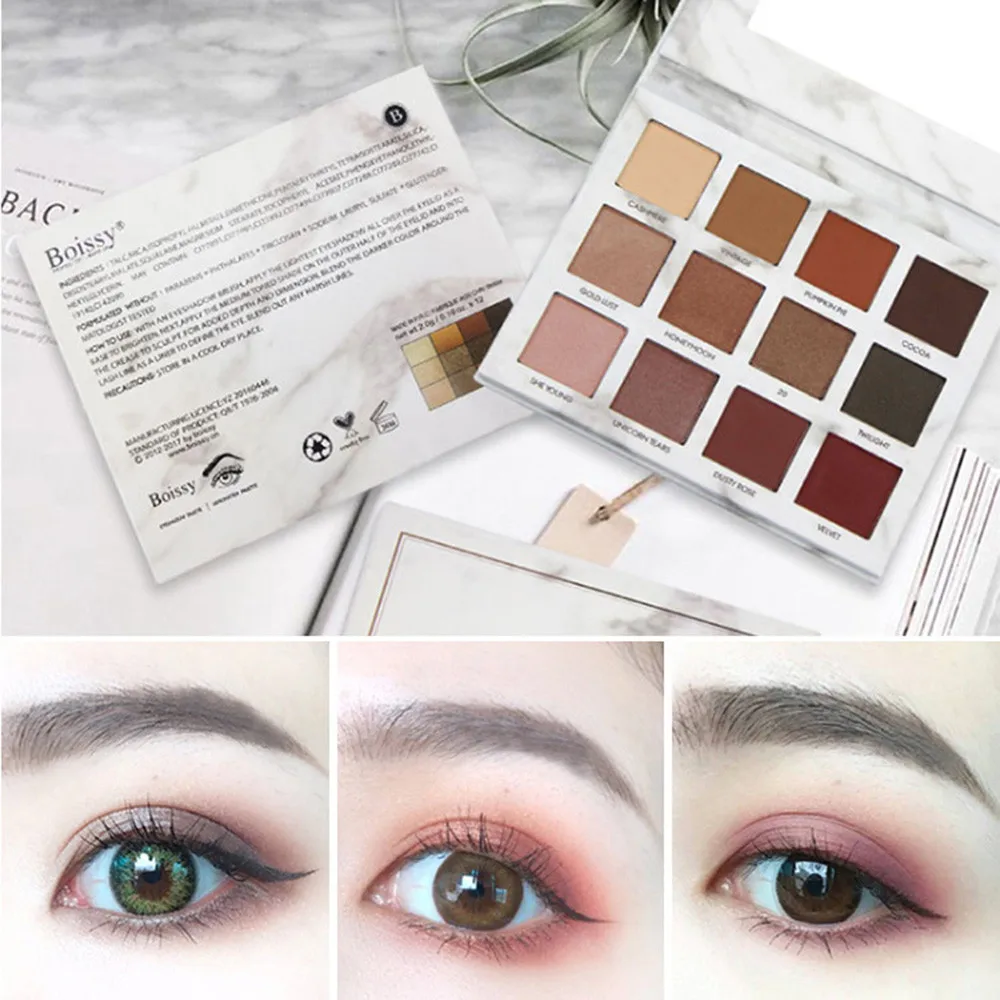 

12 Colors Natural Marble Cosmetics Shadow Palette Eyeshadow Matte Shimmer shadow Nude Eyes Makeup Daily Life Make Up Tool TSLM2