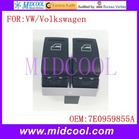 New Electric Power Window Switch use OE NO. 7E0959855A / 7E0 959 855A for VW Volkswagen