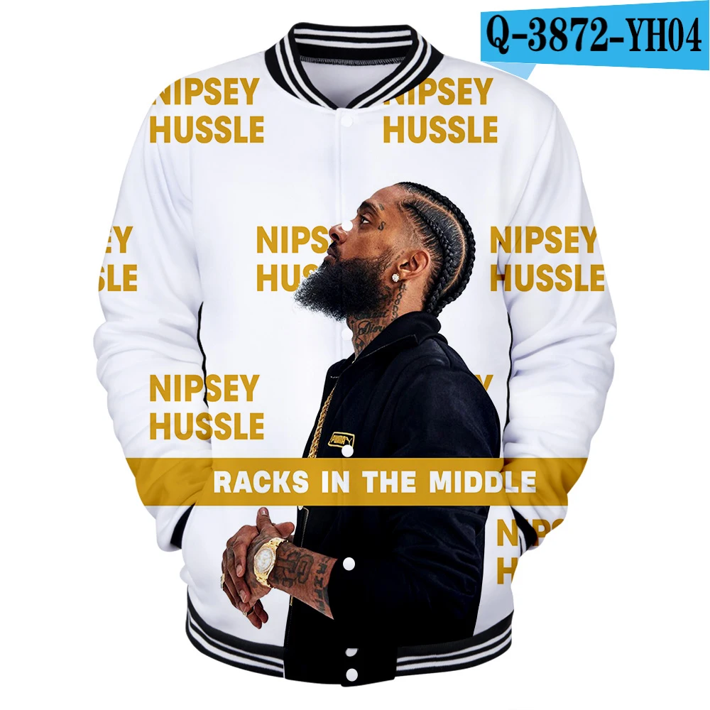 Мужские куртки и пальто Nipsey Hussle Harajuku 3d бейсбольные куртки для колледжа хип-хоп повседневная одежда мужская бейсбольная Толстовка на заказ - Цвет: YH04