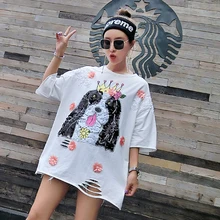 Новинка, летняя женская футболка с коротким рукавом, европейский стиль, большие размеры