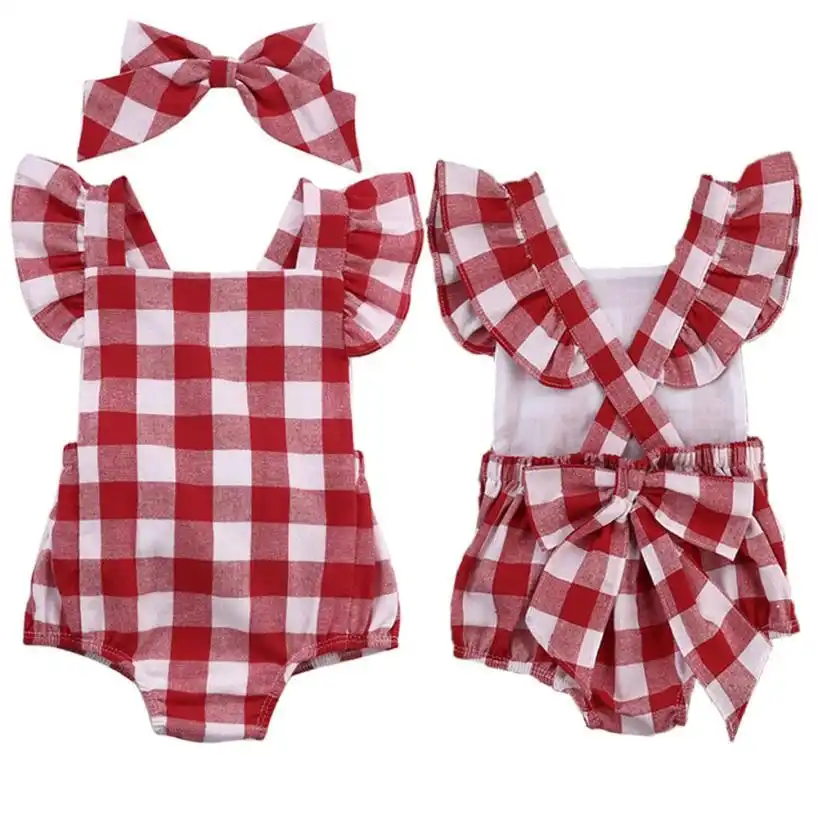plaid baby outfit girl