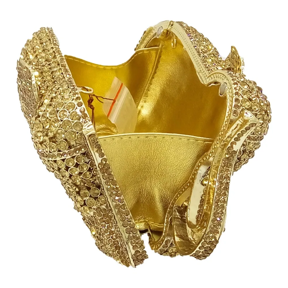 Бутик De FGG элегантность 3D в форме слона Золото Кристалл для женщин вечерние сумочка и Кошелек Металл Свадебные Пром Minaudiere клатч